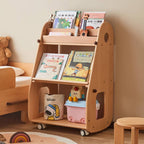 Lumendat Contemporary Creative Rectangular Beech Wood Solid Wood Kids Storage Bookshelf 3-Tier For Bedroom & Living Room Lumendat