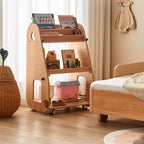 Lumendat Contemporary Creative Rectangular Beech Wood Solid Wood Kids Storage Bookshelf 3-Tier For Bedroom & Living Room Lumendat