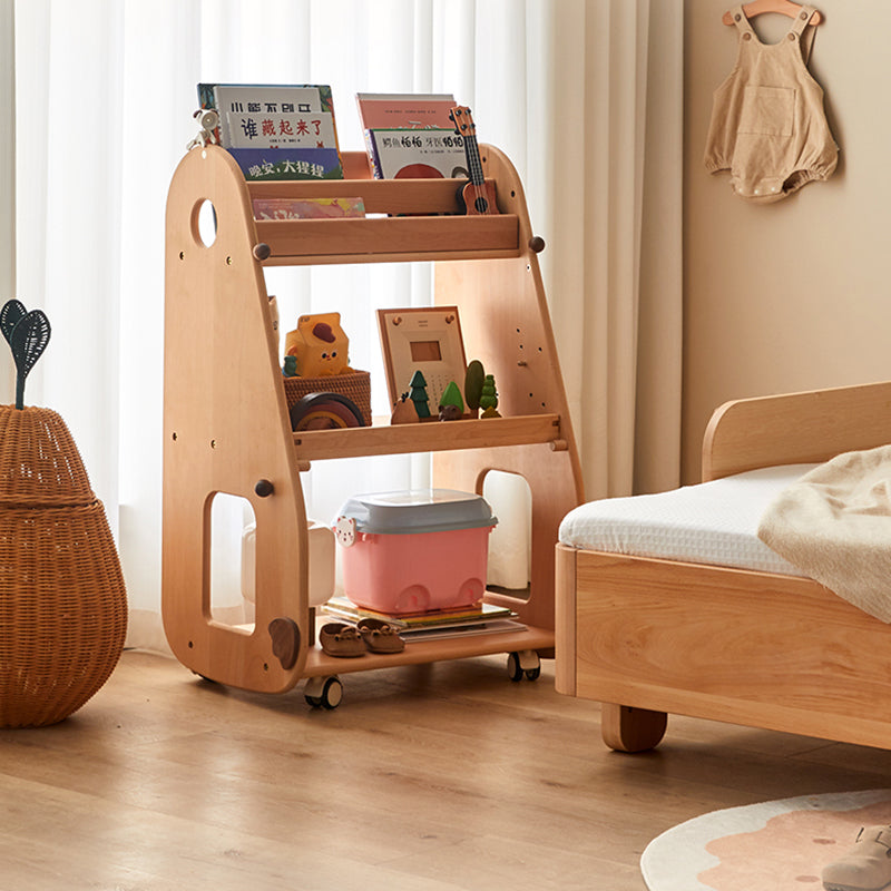 Lumendat Contemporary Creative Rectangular Beech Wood Solid Wood Kids Storage Bookshelf 3-Tier For Bedroom & Living Room Lumendat