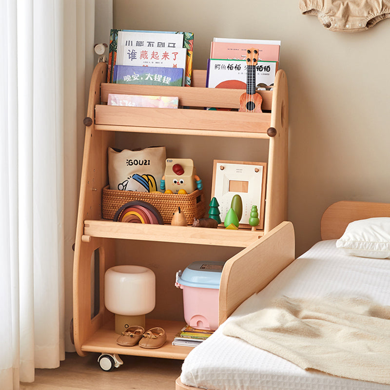 Lumendat Contemporary Creative Rectangular Beech Wood Solid Wood Kids Storage Bookshelf 3-Tier For Bedroom & Living Room Lumendat