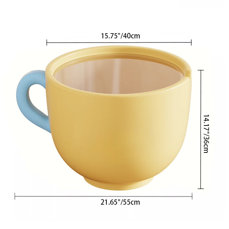 Lumendat Contemporary Creative Round Resin Tempered Glass Coffee Cup-Shaped Kids Storage Side Table 1-Cabinet For Living Room Lumendat