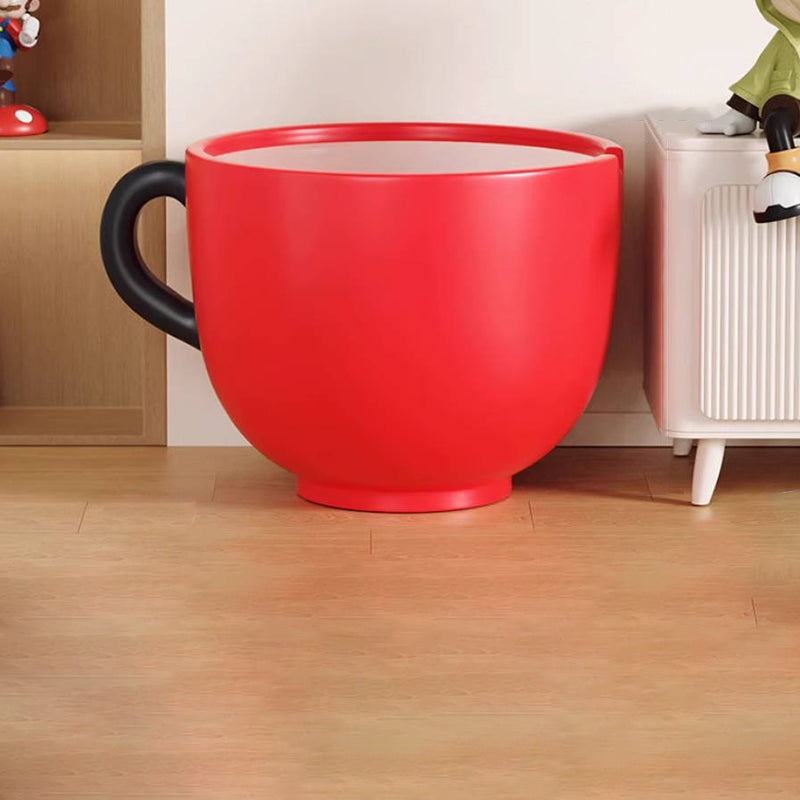 Lumendat Contemporary Creative Round Resin Tempered Glass Coffee Cup-Shaped Kids Storage Side Table 1-Cabinet For Living Room Lumendat