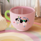 Lumendat Contemporary Creative Round Resin Tempered Glass Coffee Cup-Shaped Kids Storage Side Table 1-Cabinet For Living Room Lumendat