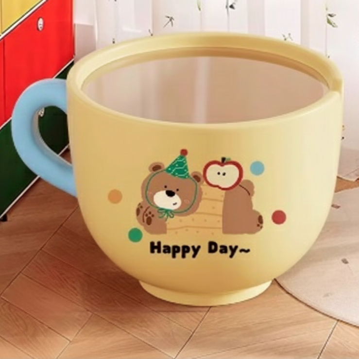 Lumendat Contemporary Creative Round Resin Tempered Glass Coffee Cup-Shaped Kids Storage Side Table 1-Cabinet For Living Room Lumendat