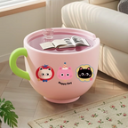 Lumendat Contemporary Creative Round Resin Tempered Glass Coffee Cup-Shaped Kids Storage Side Table 1-Cabinet For Living Room Lumendat