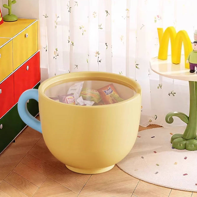 Lumendat Contemporary Creative Round Resin Tempered Glass Coffee Cup-Shaped Kids Storage Side Table 1-Cabinet For Living Room Lumendat