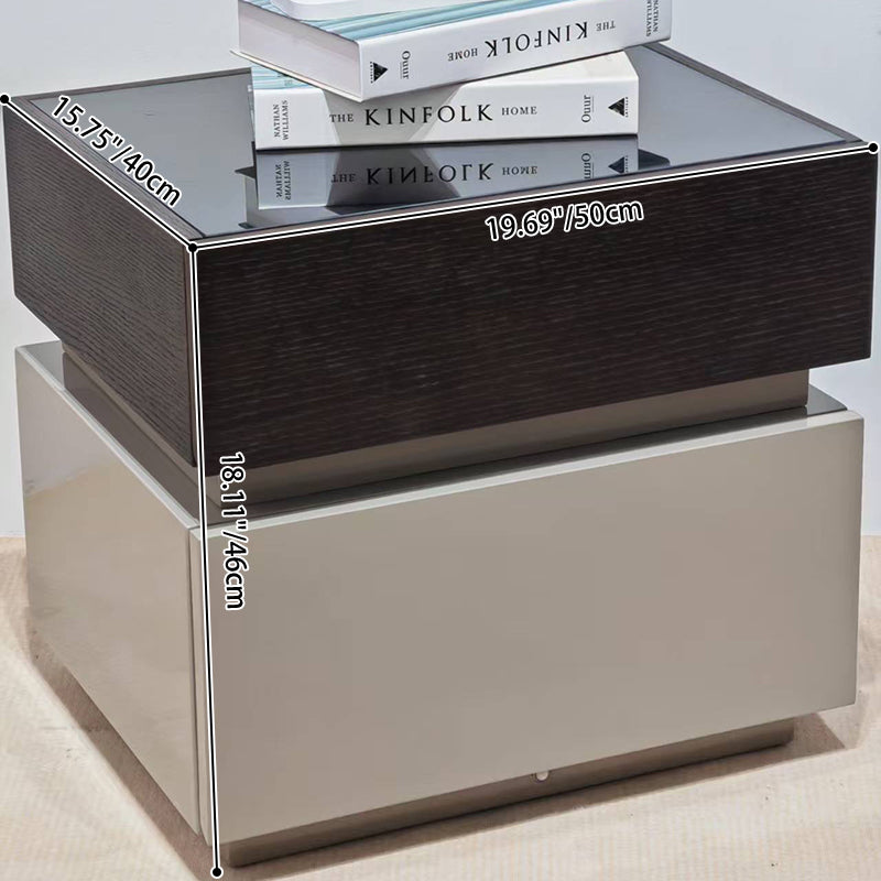 Modern Minimalist Dual-Drawer Storage Nightstand: Black & White Contrast Design - Smart Bedside Table With Sensor Light For Bedroom Lumendat