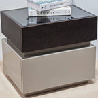 Modern Minimalist Dual-Drawer Storage Nightstand: Black & White Contrast Design - Smart Bedside Table With Sensor Light For Bedroom Lumendat
