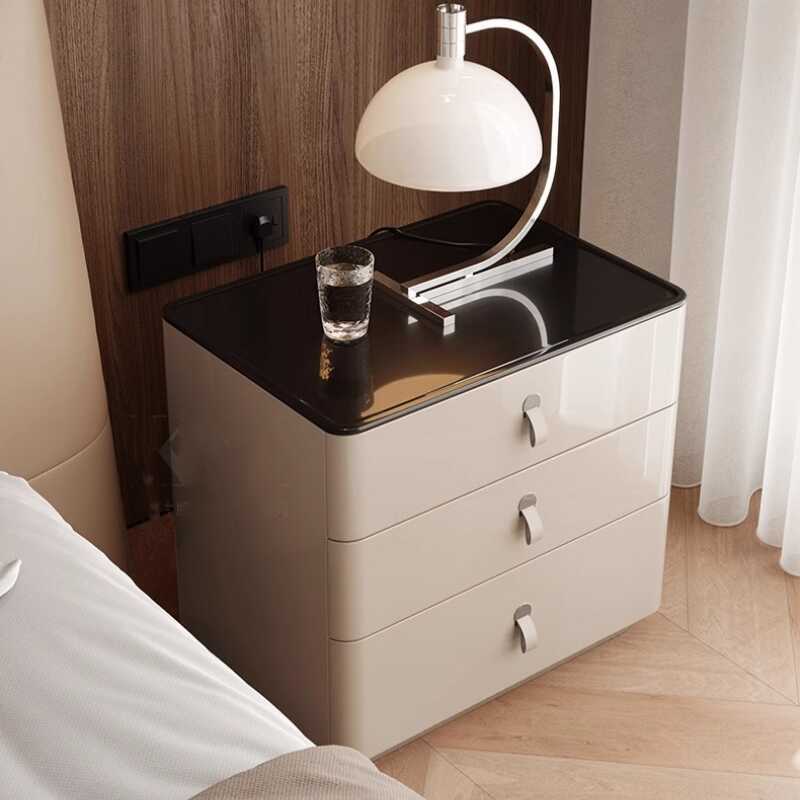 Modern Minimalist Nightstand: DTC Silent Sliding Rails - 3-Drawer Large Capacity Storage Bedside Table For Bedroom Lumendat