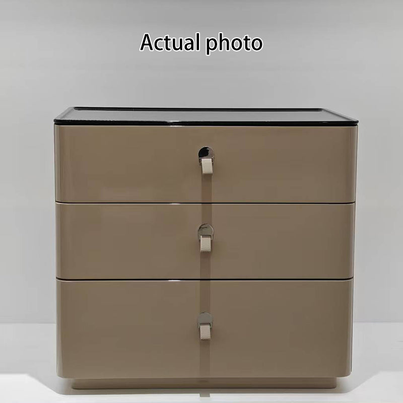 Modern Minimalist Nightstand: DTC Silent Sliding Rails - 3-Drawer Large Capacity Storage Bedside Table For Bedroom Lumendat