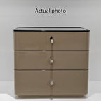 Modern Minimalist Nightstand: DTC Silent Sliding Rails - 3-Drawer Large Capacity Storage Bedside Table For Bedroom Lumendat