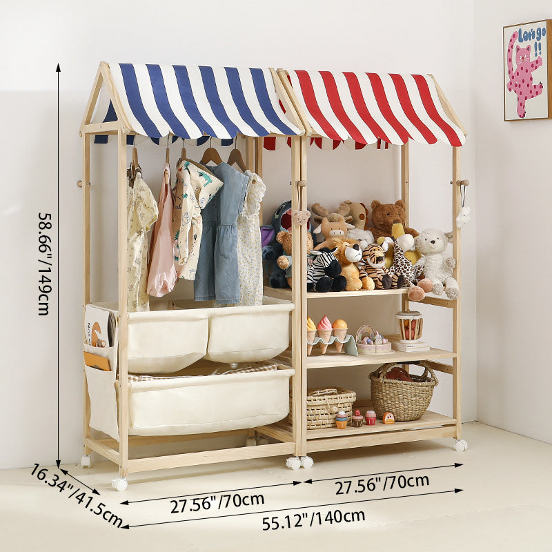Lumendat Contemporary Creative Rectangular Solid Pine Wood Fabric Storage Shelf 3-Tier For Living Room Lumendat