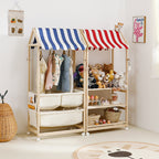 Lumendat Contemporary Creative Rectangular Solid Pine Wood Fabric Storage Shelf 3-Tier For Living Room Lumendat