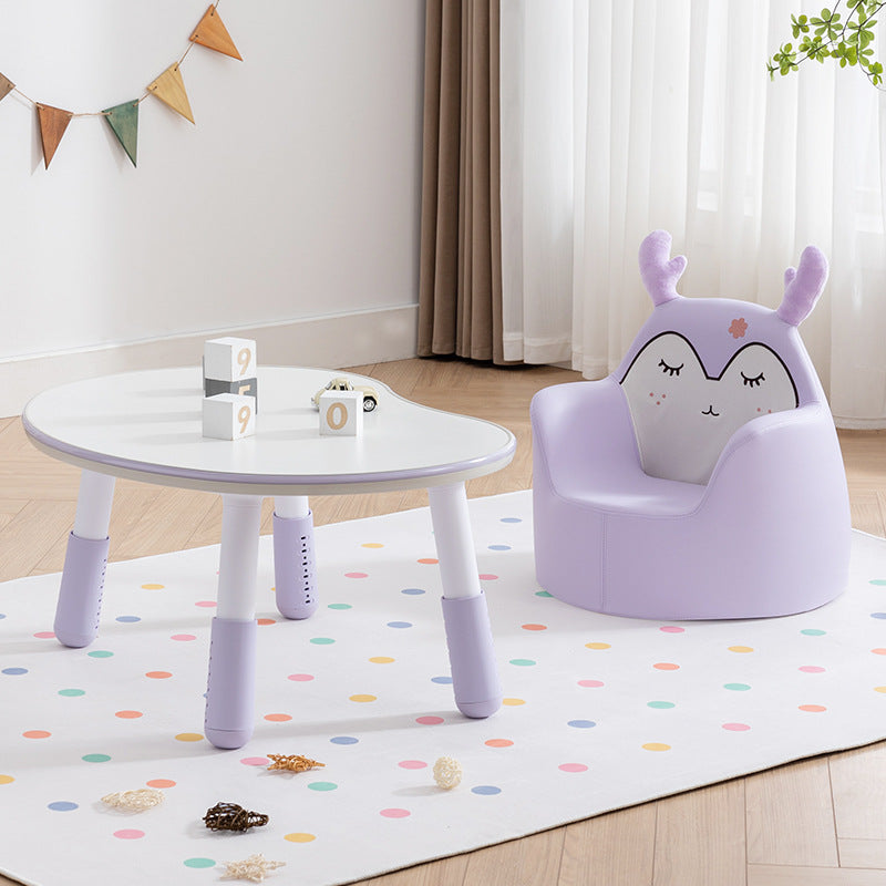 Lumendat Contemporary Creative Oval Medium-Density Fiberboard PP Height-Adjustable Kids Table For Living Room & Bedroom Lumendat