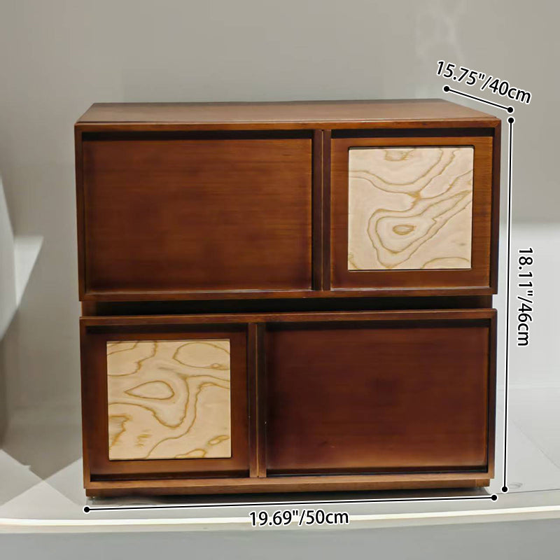 Traditional Vintage Square Walnut Nightstand: Multi-layer Solid Wood Panel - Retro-Style Dual-Drawer Bedside Cabinet For Bedroom Lumendat
