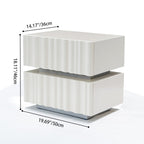 Modern Luxury White Nightstand: 3D Wavy Texture Drawers - Dual-Drawer Bedside Table For Bedroom Lumendat