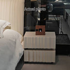 Modern Luxury White Nightstand: 3D Wavy Texture Drawers - Dual-Drawer Bedside Table For Bedroom Lumendat