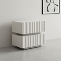 Modern Luxury White Nightstand: 3D Wavy Texture Drawers - Dual-Drawer Bedside Table For Bedroom Lumendat
