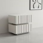 Modern Luxury White Nightstand: 3D Wavy Texture Drawers - Dual-Drawer Bedside Table For Bedroom Lumendat