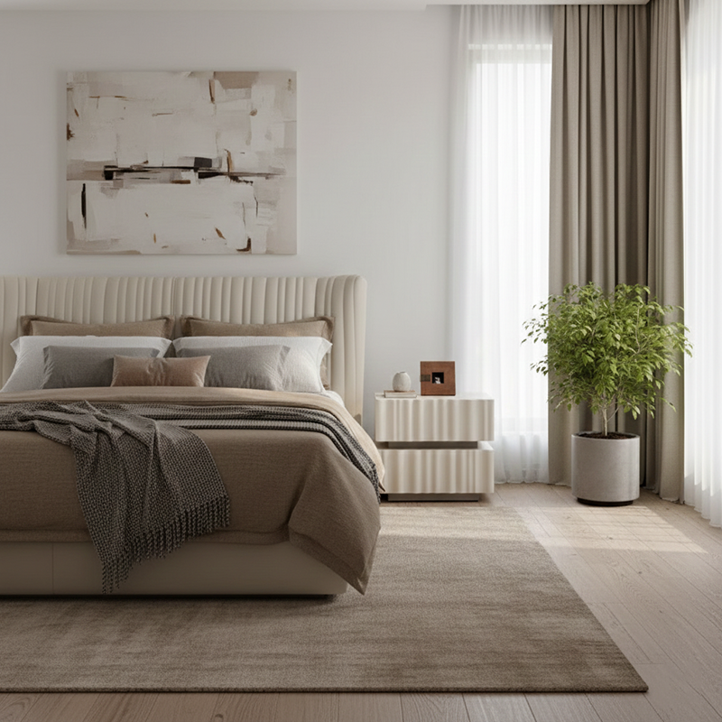 Modern Luxury White Nightstand: 3D Wavy Texture Drawers - Dual-Drawer Bedside Table For Bedroom Lumendat