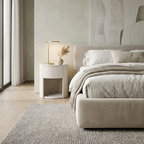 Modern Luxury White Nightstand: White Stone Slab Tabletop - Single Drawer Bedside Table For Bedroom Lumendat