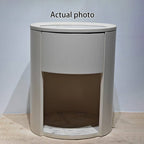 Modern Luxury White Nightstand: White Stone Slab Tabletop - Single Drawer Bedside Table For Bedroom Lumendat