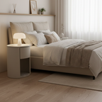 Modern Luxury White Nightstand: White Stone Slab Tabletop - Single Drawer Bedside Table For Bedroom Lumendat