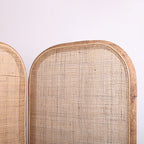 Traditional Chinese Wood Color Three-Panel Screen: Natural Indonesian Rattan - Handwoven Room Divider For Living Room Lumendat