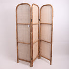 Traditional Chinese Wood Color Three-Panel Screen: Natural Indonesian Rattan - Handwoven Room Divider For Living Room Lumendat