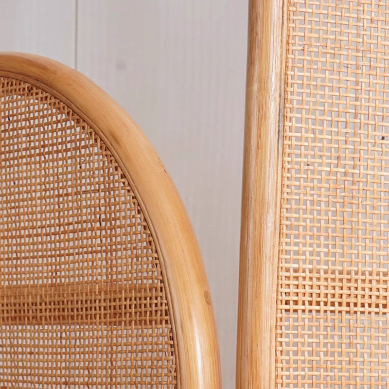 Traditional Chinese Wood Color Three-Panel Screen: Natural Indonesian Rattan & Handwoven - Asymmetrical Tiered Design Room Divider For Living Room Lumendat
