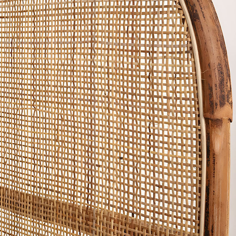 Traditional Chinese Wood Color Three-Panel Screen: Natural Indonesian Rattan & Handwoven - Asymmetrical Tiered Design Room Divider For Living Room Lumendat