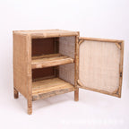 Traditional Chinese Wood Color Storage Cabinet: Natural Indonesian Rattan & Handwoven - Single-Cabinet Storage Sideboard For Living Room Lumendat