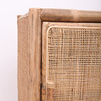 Traditional Chinese Wood Color Storage Cabinet: Natural Indonesian Rattan & Handwoven - Single-Cabinet Storage Sideboard For Living Room Lumendat
