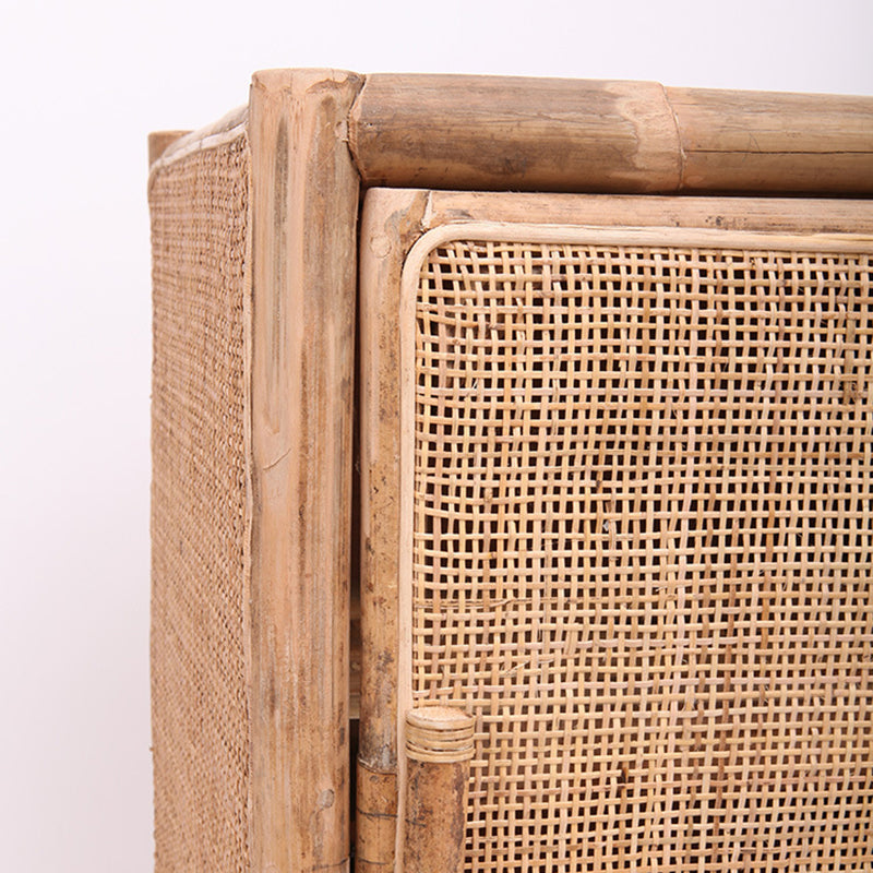 Traditional Chinese Wood Color Storage Cabinet: Natural Indonesian Rattan & Handwoven - Single-Cabinet Storage Sideboard For Living Room Lumendat