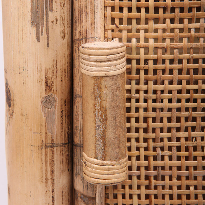 Traditional Chinese Slim Storage Cabinet: Natural Indonesian Rattan & Handwoven - Space-Saving Storage Sideboard For Living Room Lumendat