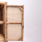 Traditional Chinese Slim Storage Cabinet: Natural Indonesian Rattan & Handwoven - Space-Saving Storage Sideboard For Living Room Lumendat