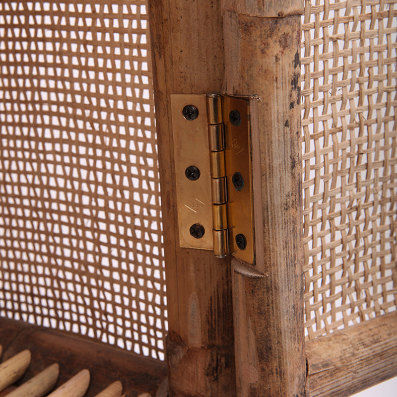 Traditional Chinese Slim Storage Cabinet: Natural Indonesian Rattan & Handwoven - Space-Saving Storage Sideboard For Living Room Lumendat