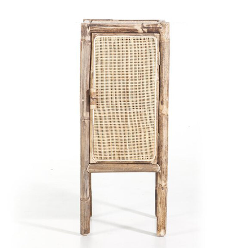 Traditional Chinese Slim Storage Cabinet: Natural Indonesian Rattan & Handwoven - Space-Saving Storage Sideboard For Living Room Lumendat