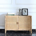 Traditional Chinese Rectangular Storage Cabinet: Natural Indonesian Rattan & Handwoven - Large Capacity Storage Sideboard For Living Room Lumendat