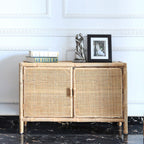 Traditional Chinese Rectangular Storage Cabinet: Natural Indonesian Rattan & Handwoven - Large Capacity Storage Sideboard For Living Room Lumendat