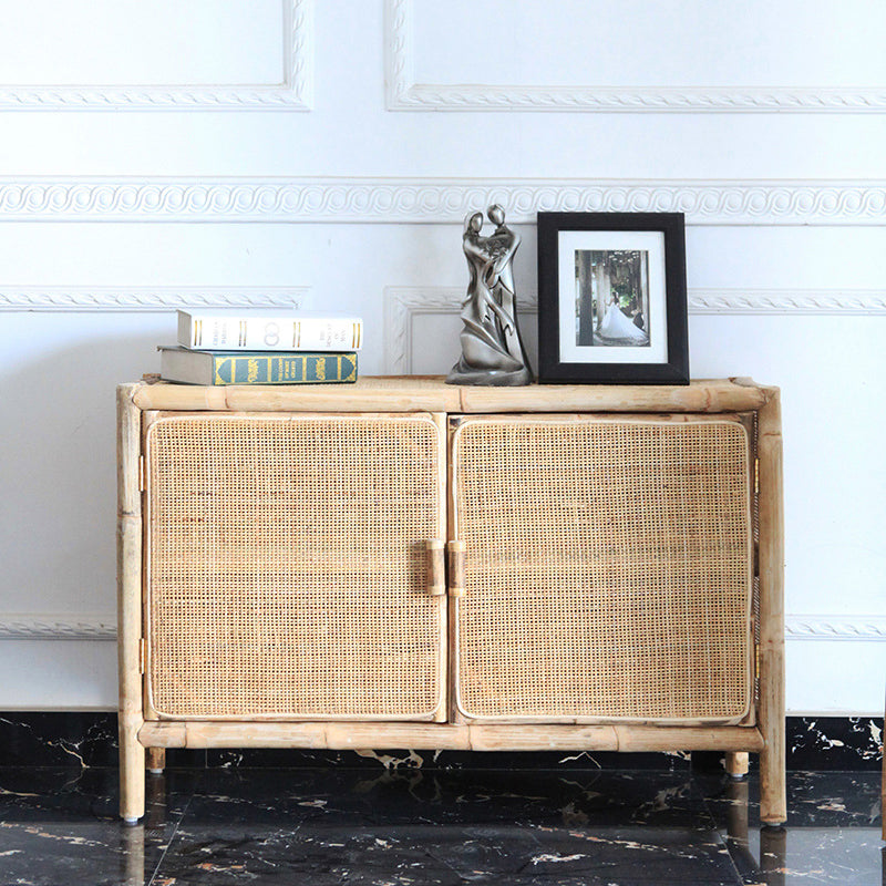 Traditional Chinese Rectangular Storage Cabinet: Natural Indonesian Rattan & Handwoven - Large Capacity Storage Sideboard For Living Room Lumendat