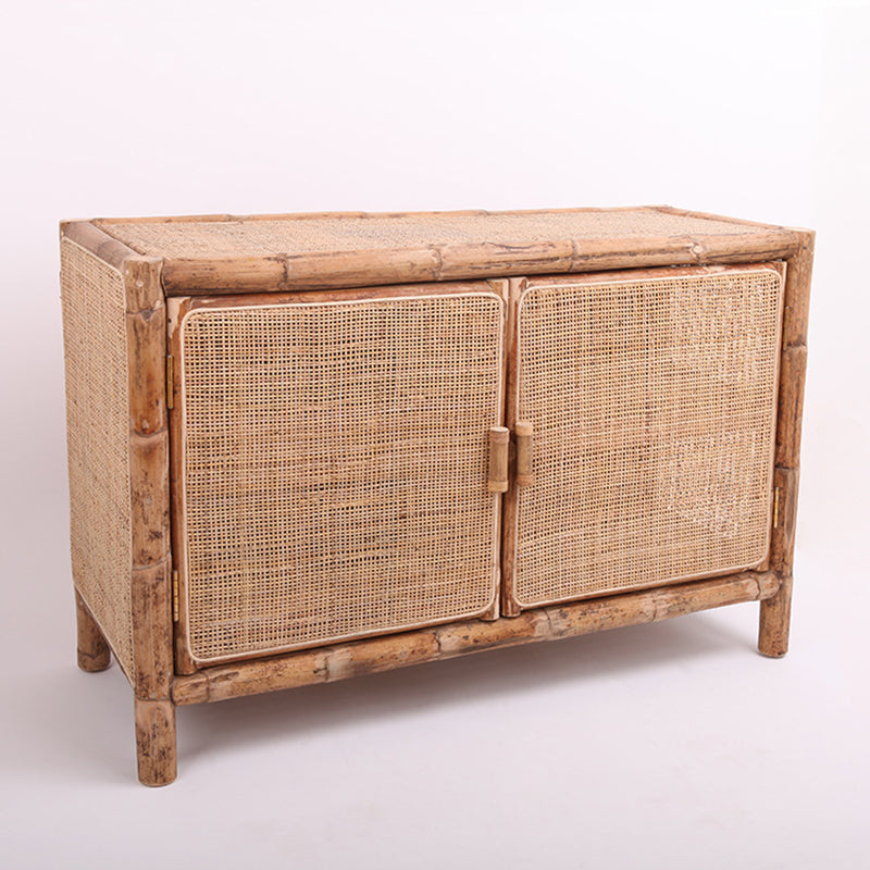Traditional Chinese Rectangular Storage Cabinet: Natural Indonesian Rattan & Handwoven - Large Capacity Storage Sideboard For Living Room Lumendat