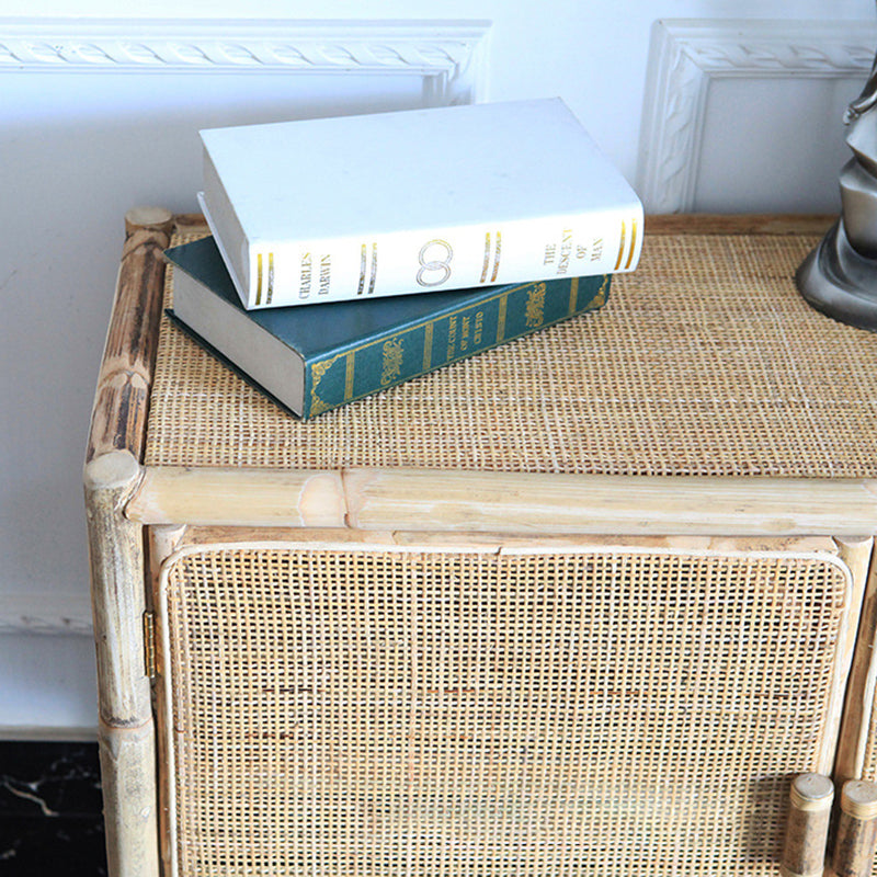 Traditional Chinese Rectangular Storage Cabinet: Natural Indonesian Rattan & Handwoven - Large Capacity Storage Sideboard For Living Room Lumendat