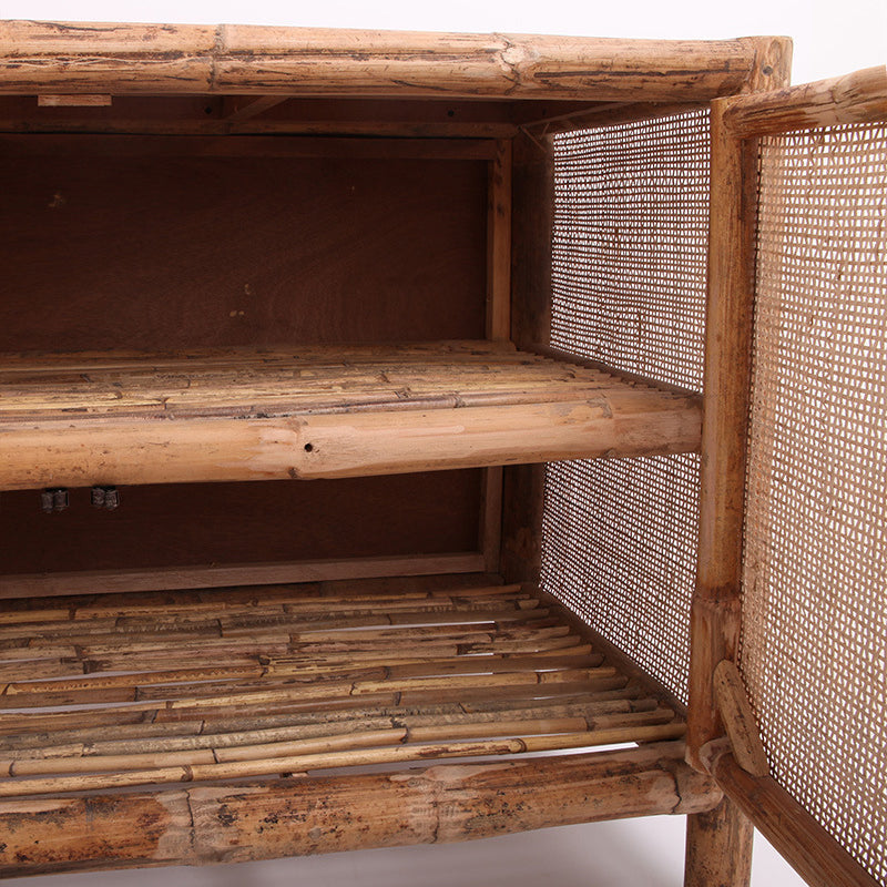 Traditional Chinese Rectangular Storage Cabinet: Natural Indonesian Rattan & Handwoven - Large Capacity Storage Sideboard For Living Room Lumendat