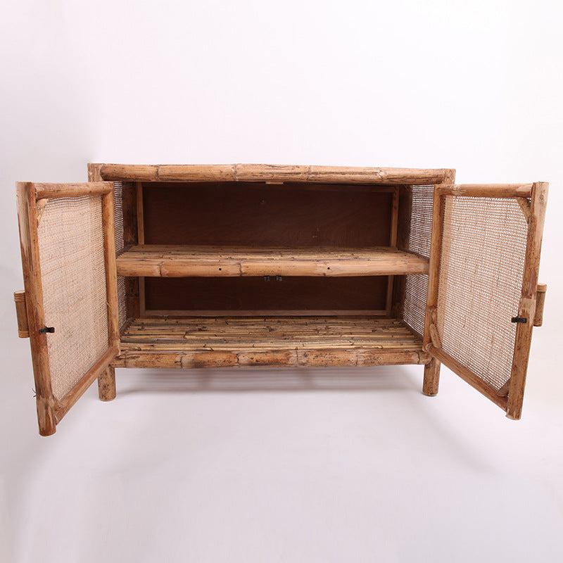 Traditional Chinese Rectangular Storage Cabinet: Natural Indonesian Rattan & Handwoven - Large Capacity Storage Sideboard For Living Room Lumendat
