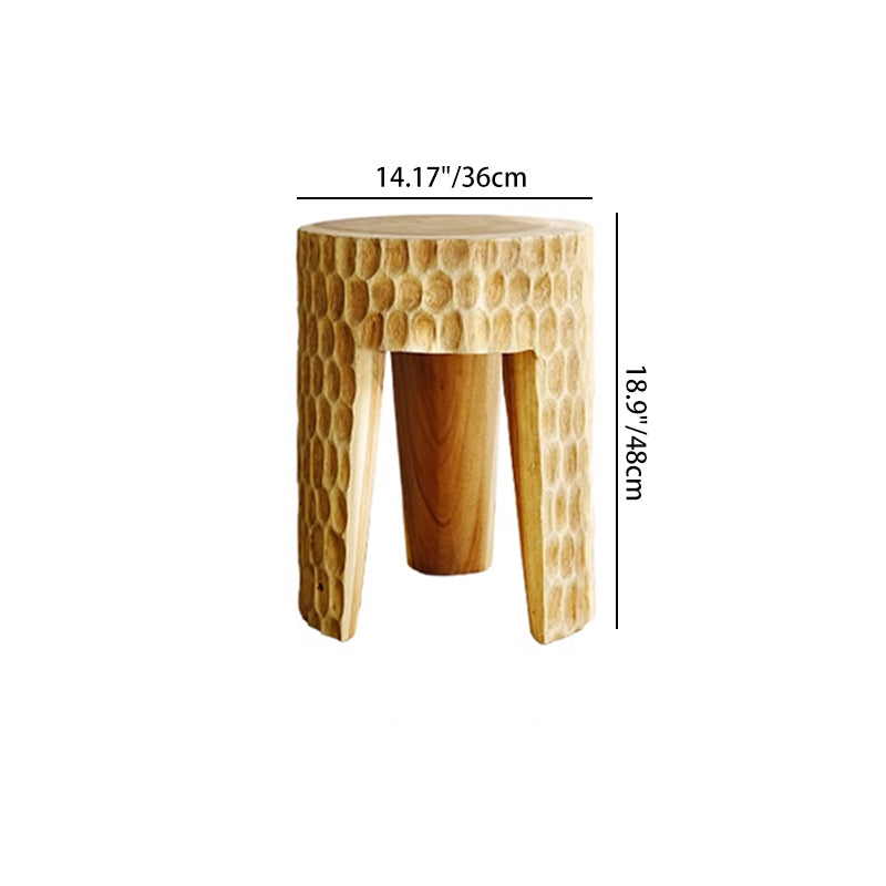 Modern Art Deco Round Side Table: Honeycomb Carving - Solid Wood End Table For Living Room Lumendat