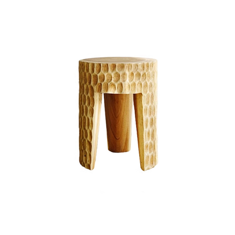 Modern Art Deco Round Side Table: Honeycomb Carving - Solid Wood End Table For Living Room Lumendat