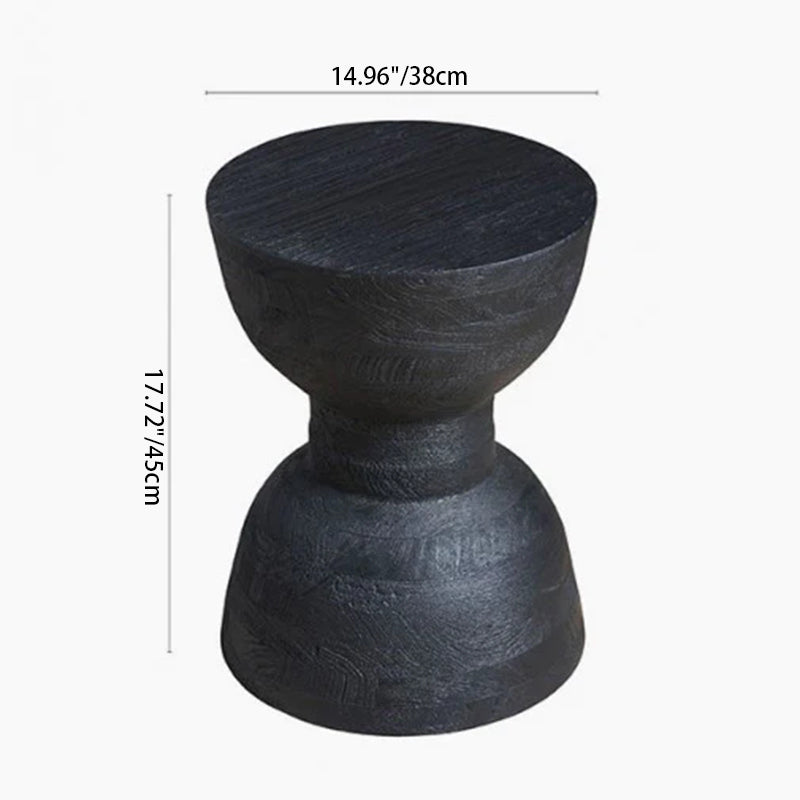 Contemporary Scandinavian Round Side Table: Hourglass Design - Art Deco Black End Table For Living Room Lumendat