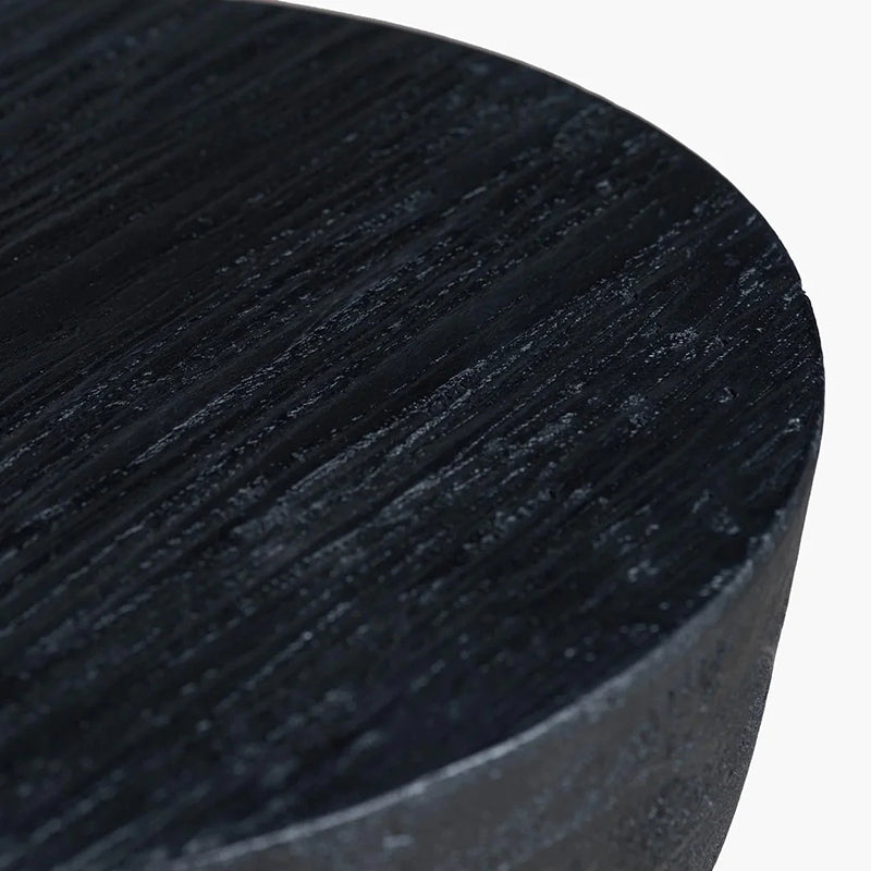 Contemporary Scandinavian Round Side Table: Hourglass Design - Art Deco Black End Table For Living Room Lumendat