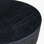 Contemporary Scandinavian Round Side Table: Hourglass Design - Art Deco Black End Table For Living Room Lumendat